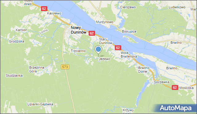 mapa Jeżewo, Jeżewo gmina Nowy Duninów na mapie Targeo